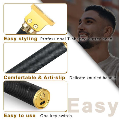 Rechargeable T-Blade Hair Clippers for Men,Approached Zero Gapped Hair Trimmer,Home Hair Cutting Cordless Grooming Kit.